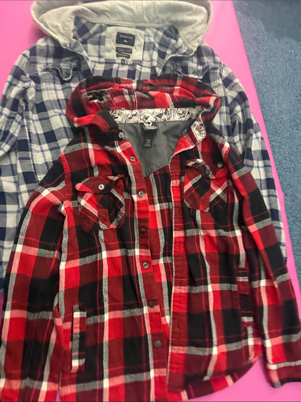 2 pack Boys Plaid Hooded Button-Down shirts